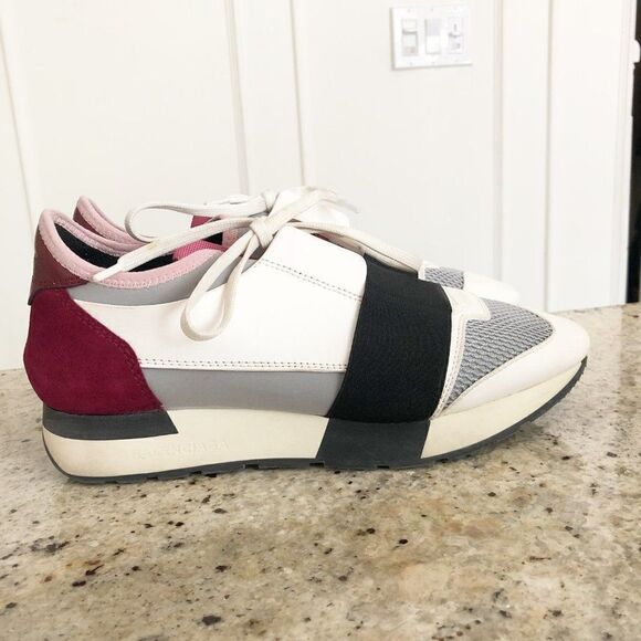 Balenciaga Multicolor Mesh And Leather Race Runner Low Top Sneakers - Picture 2 of 12